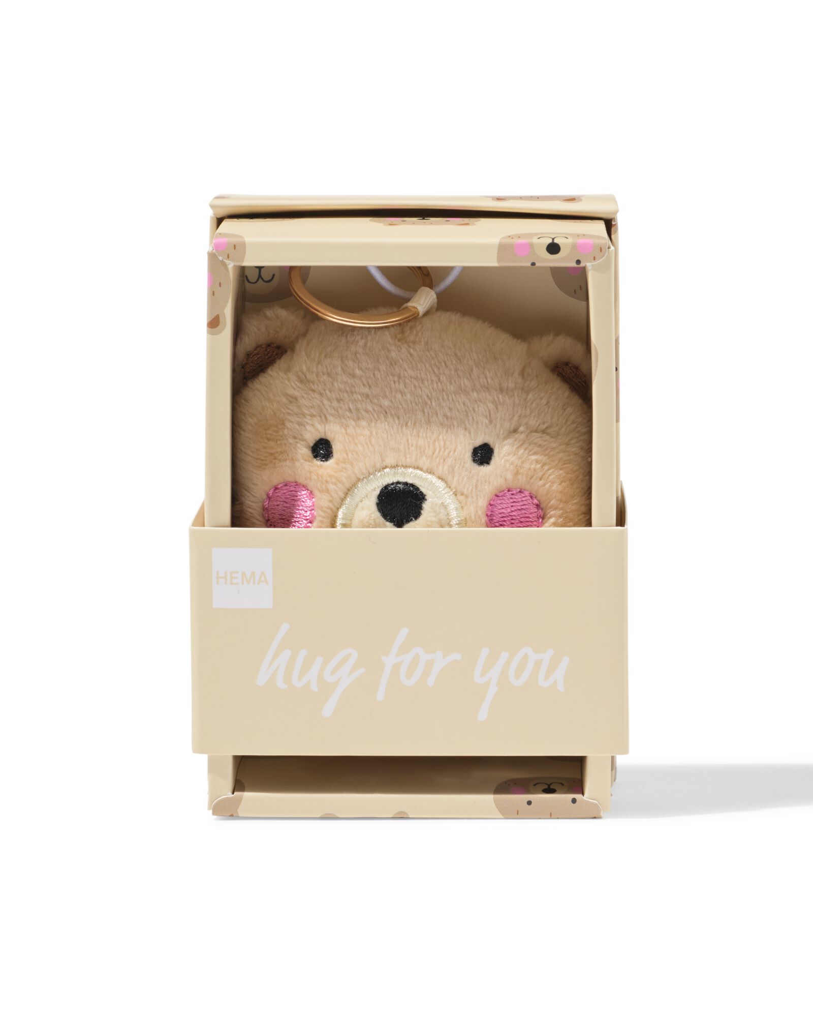 sleutelhanger 7x5.5cm teddybeer beige - 61100275 - HEMA