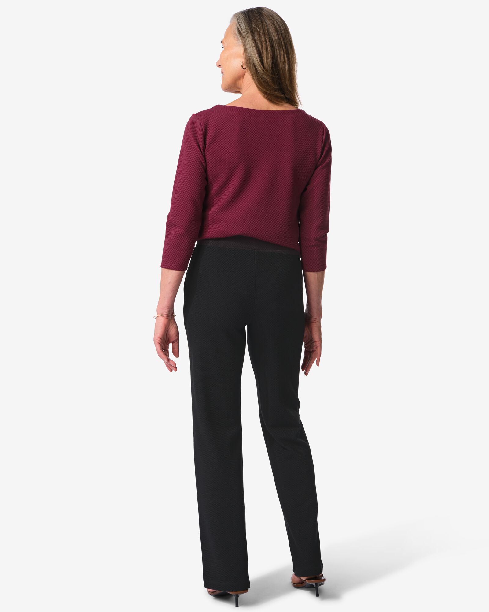 damesbroek Kacey met structuur zwart - 36288055BLACK - HEMA