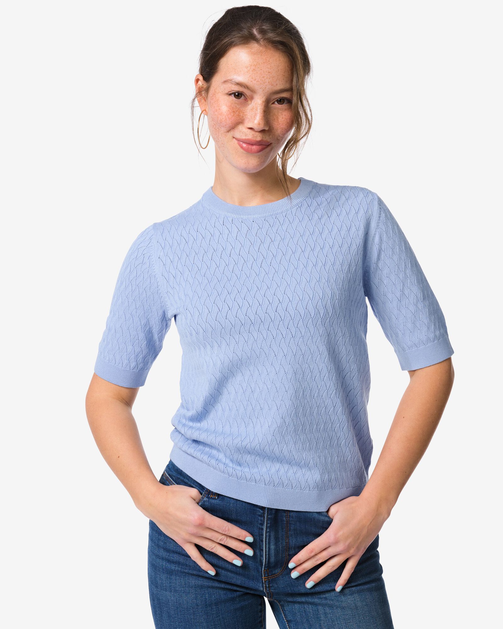 damestrui Fally fijngebreid lichtblauw - 36207870LIGHTBLUE - HEMA