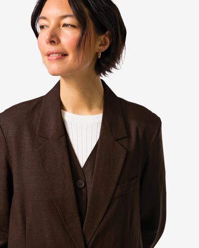 damesblazer Isla donkerbruin donkerbruin - 36208610DARKBROWN - HEMA