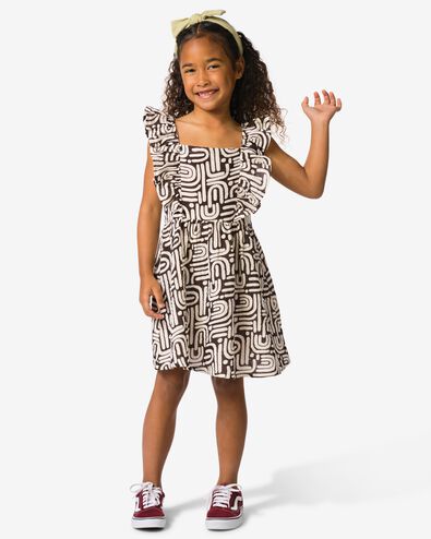robe enfant trap&egrave;ze mousseline abstrait marron fonc&eacute; marron fonc&eacute; - 30848505DARKBROWN - HEMA