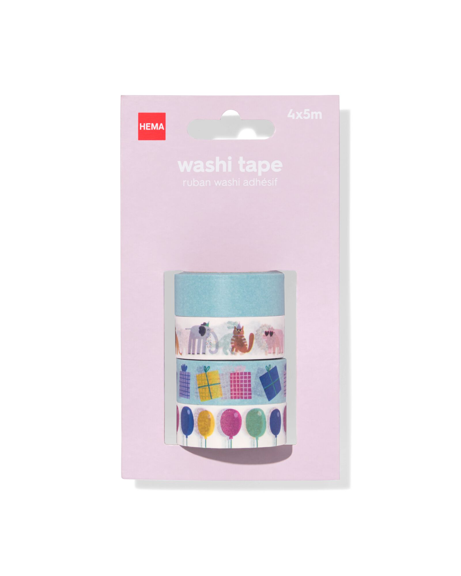 washitape feestbeesten - 4 stuks - 14710322 - HEMA