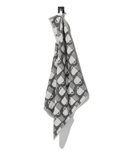 essuie-mains 50x50 coton gris avec tasses de caf&eacute; - 5440251 - HEMA