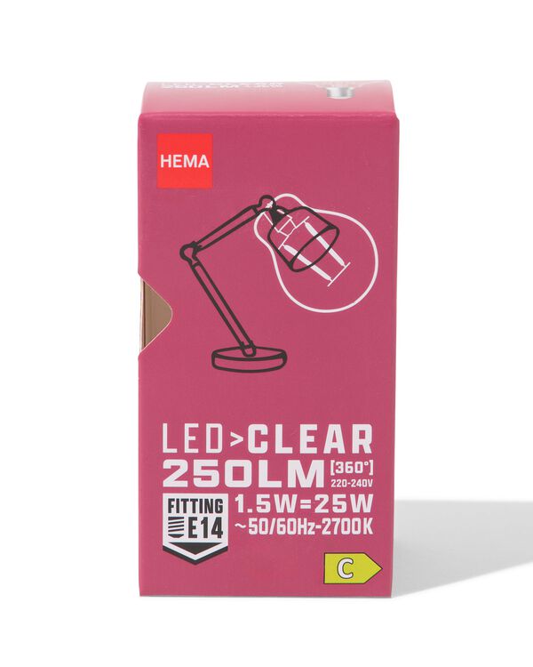 boule led clear E14 1,5W 250lm - 20000050 - HEMA
