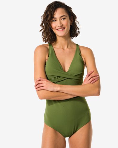 maillot de bain femme control vert armée L - 22350183 - HEMA