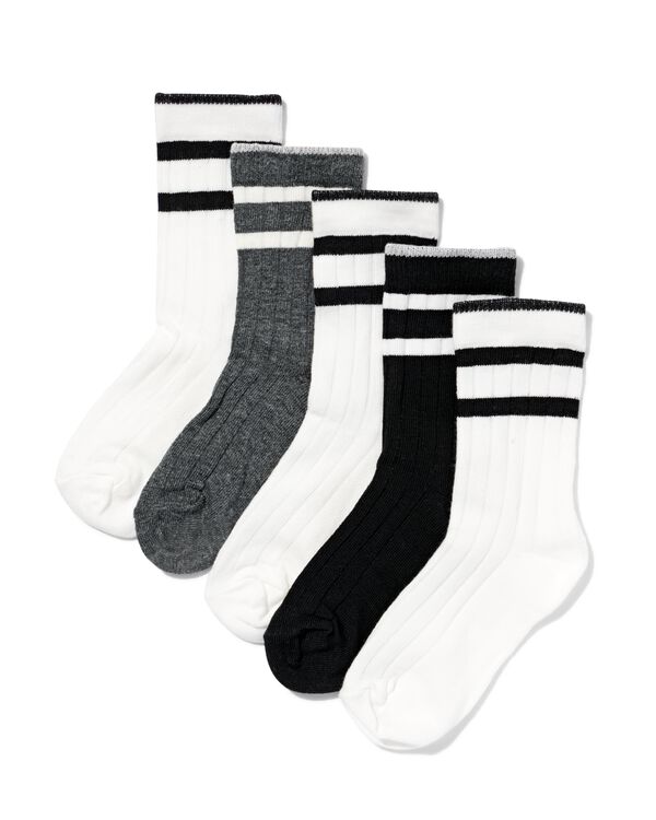 chaussettes enfant ray&eacute;es - 5 paires blanc blanc - 4350270WHITE - HEMA
