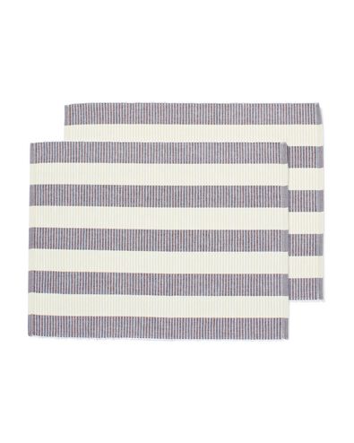 sets de table 35x45cm coton rayures bleu-brun - lot de 2 - 5300148 - HEMA