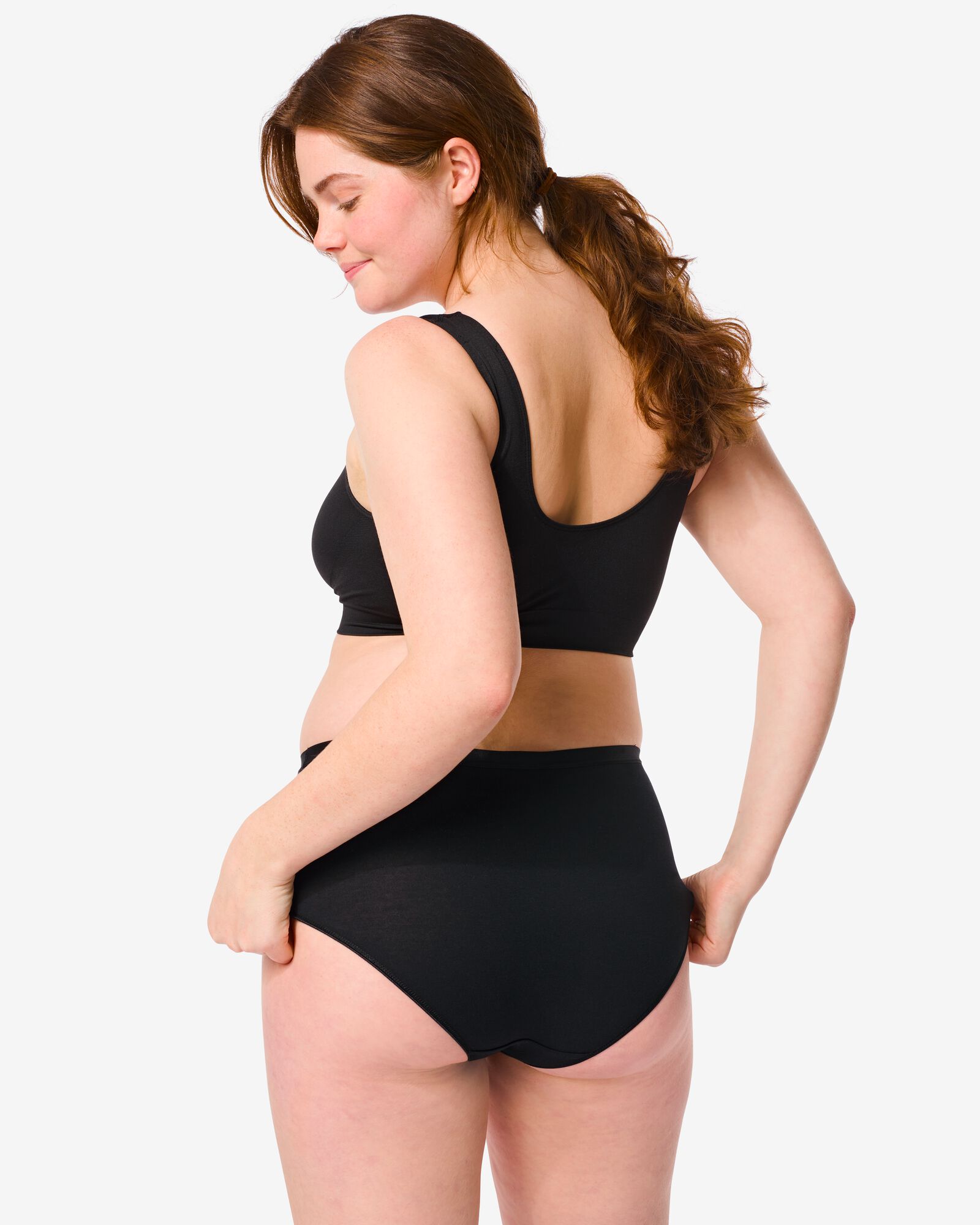 dames tailleslips stretch katoen - 2 stuks zwart zwart - 1000030326 - HEMA