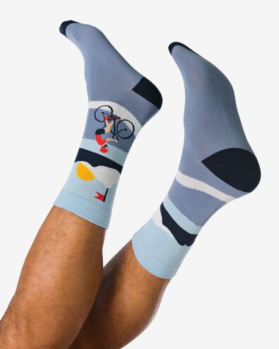 sokken voor volwassenen 'you can do it' middenblauw middenblauw - 4100255MIDBLUE - HEMA