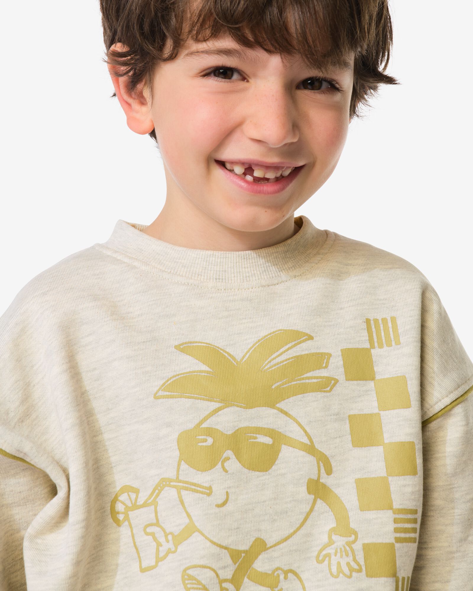 pull enfant imprim&eacute; r&eacute;tro gris chin&eacute; gris chin&eacute; - 30711628GREYMELANGE - HEMA