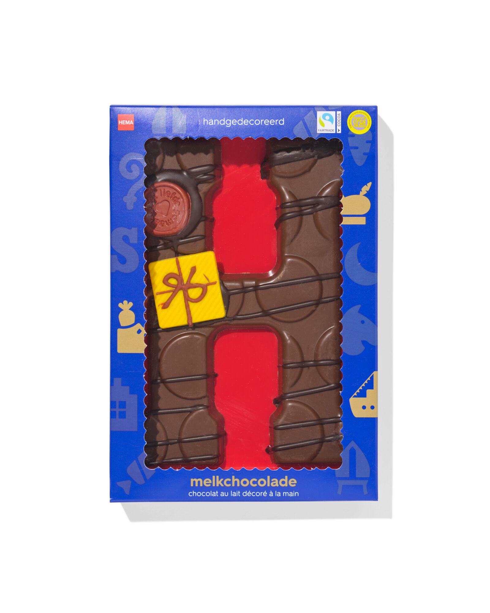 Lettre en chocolat d&eacute;cor&eacute;e &agrave; la main lait H 180g - 24427408 - HEMA
