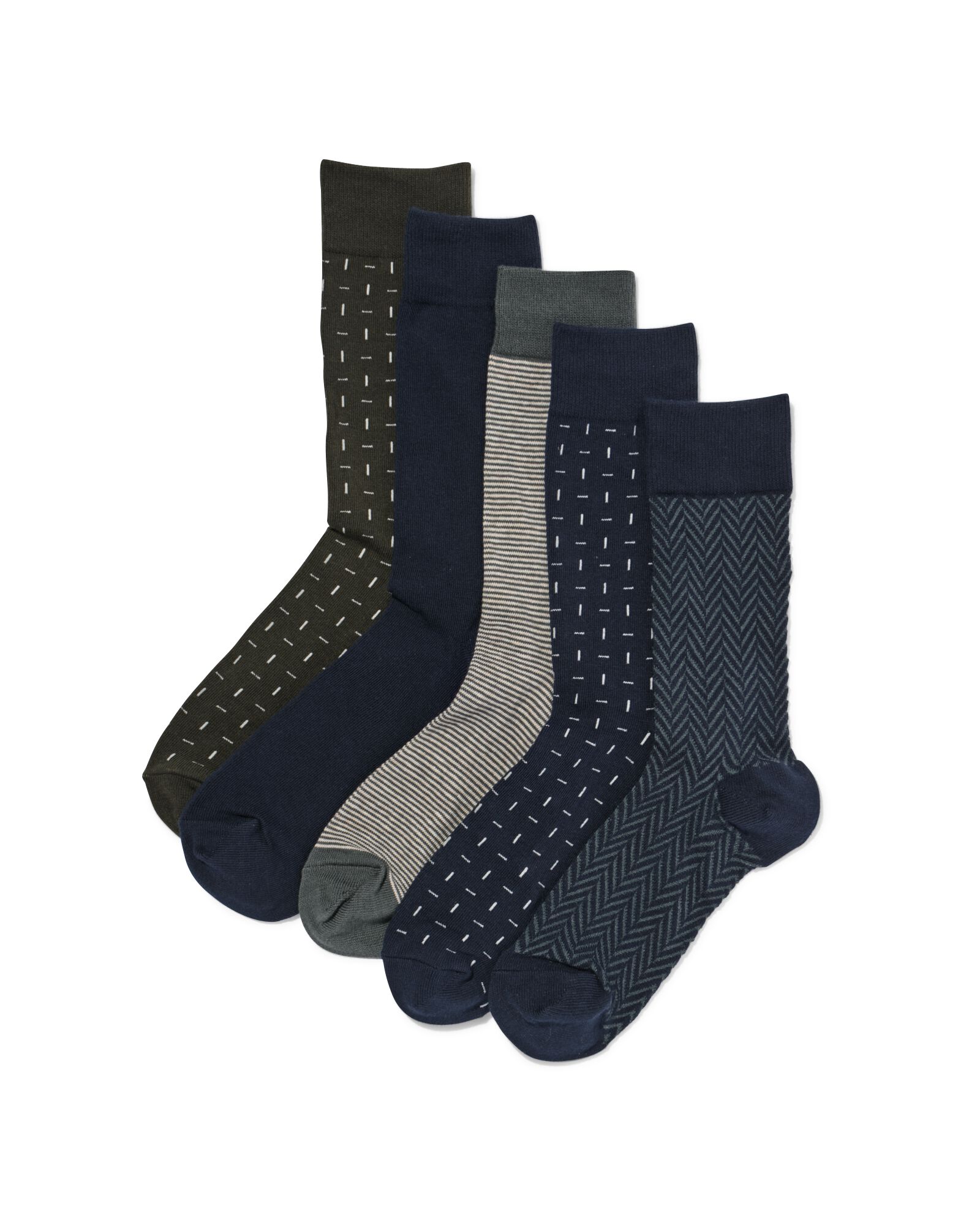herensokken grafisch - 5 paar donkergroen - 4150530DARKGREEN - HEMA