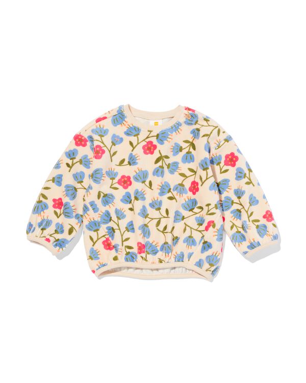 Babypullover aus Velours mit Rippenstruktur und Blumenmuster ecru ecru - 33060070ECRU - HEMA