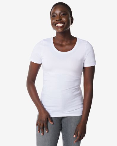 Damen-T-Shirt weiß M - 36398024 - HEMA