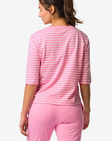 damespyjamatop jersey strepen roze roze - 23401660PINK - HEMA
