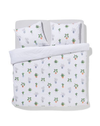housse de couette coton doux 240x200/220 plantes blanc - 5790208 - HEMA