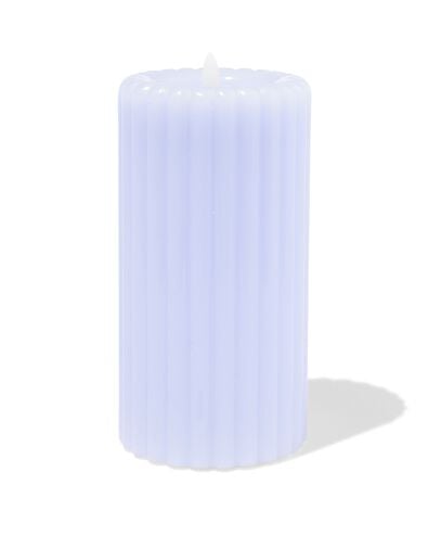 bougie cylindrique led 7,5 x 15 cm nervur&eacute;e bleu clair - 13550166 - HEMA