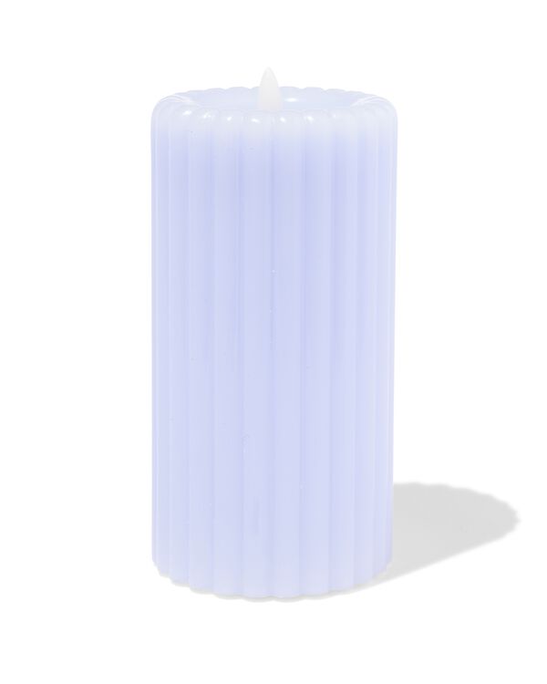 bougie cylindrique led 7,5 x 15 cm nervur&eacute;e bleu clair - 13550166 - HEMA