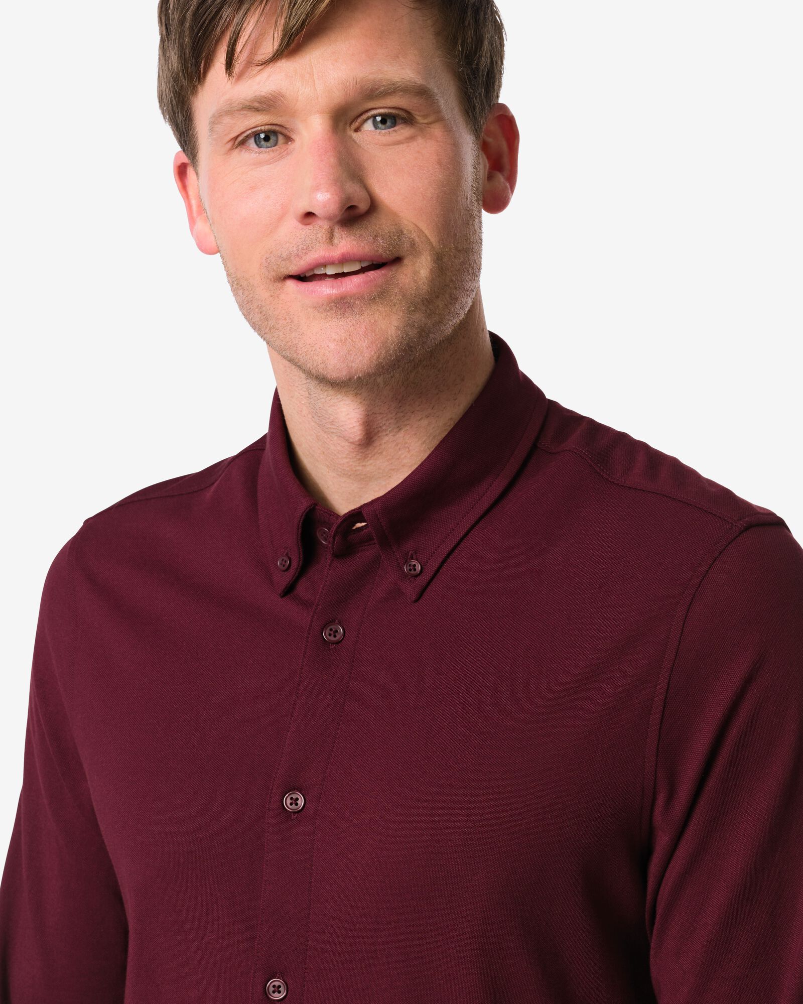 Herren-Oberhemd Billy, Jersey dunkelrot dunkelrot - 2101760DARKRED - HEMA