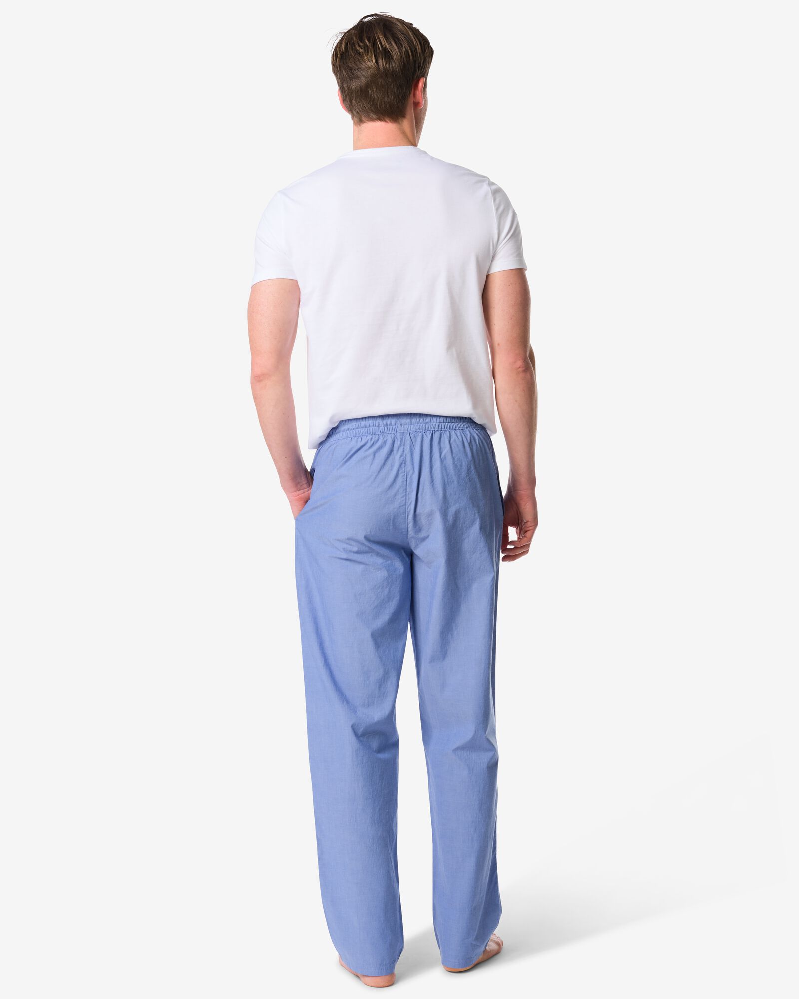 heren pyjamabroek Pepijn regular fit poplin middenblauw middenblauw - 23686130MIDBLUE - HEMA