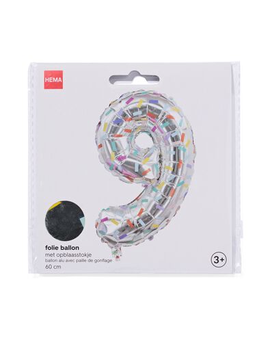 Folieballon met streepjesmotief XL 9 zilver 9 - 14250036 - HEMA