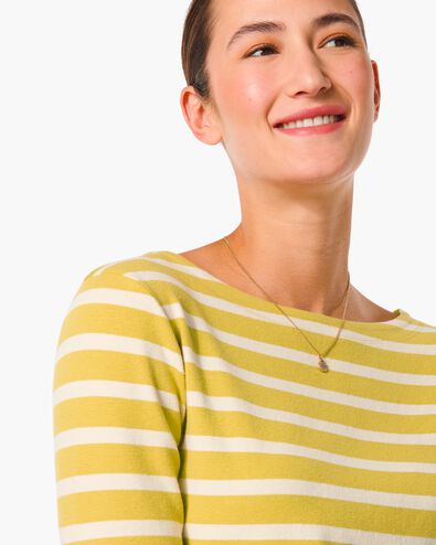 Damen-Shirt Cara, U-Boot-Ausschnitt, Streifen olivgrün S - 36365086 - HEMA