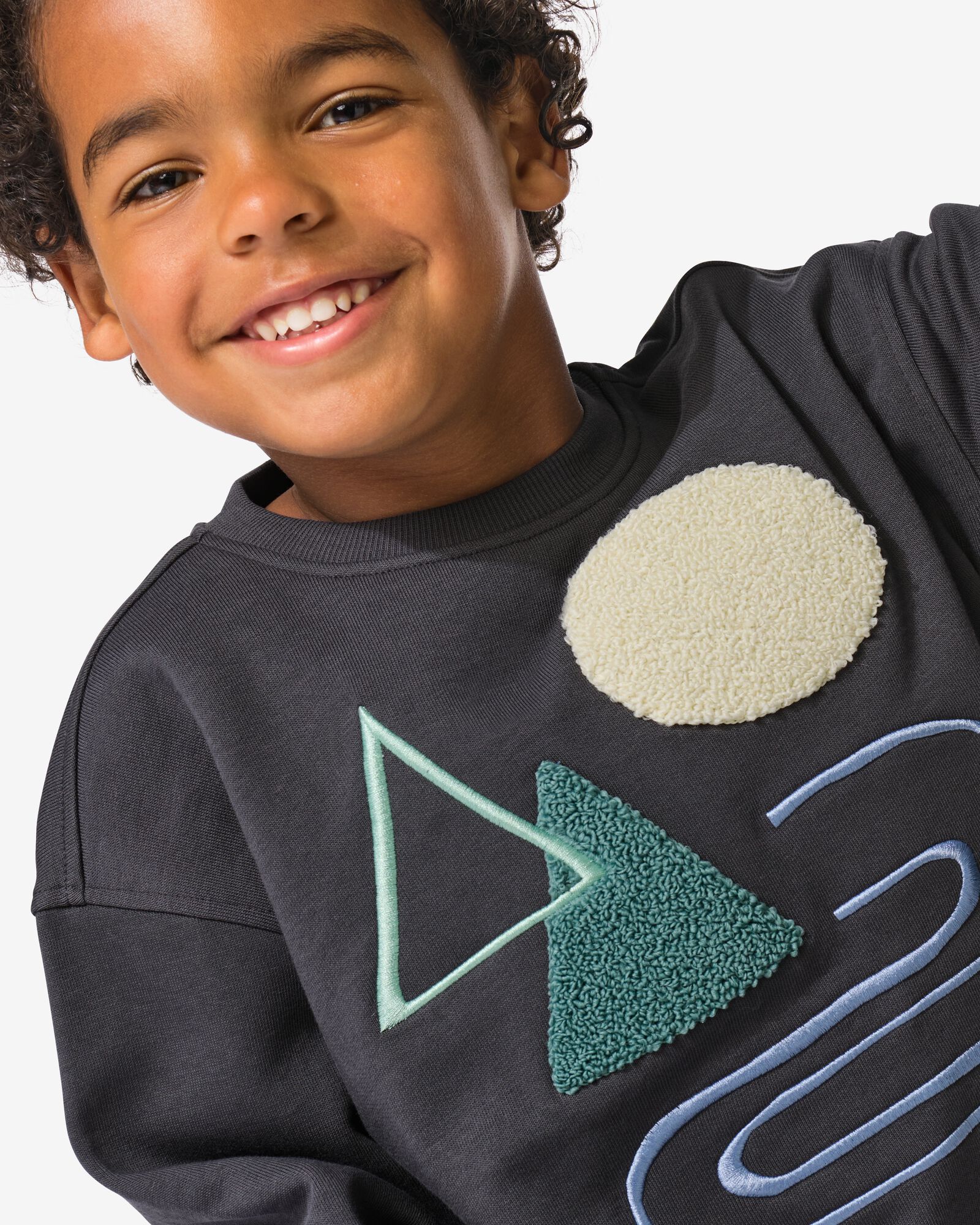 kindersweater grafisch donkergrijs donkergrijs - 30707008DARKGREY - HEMA