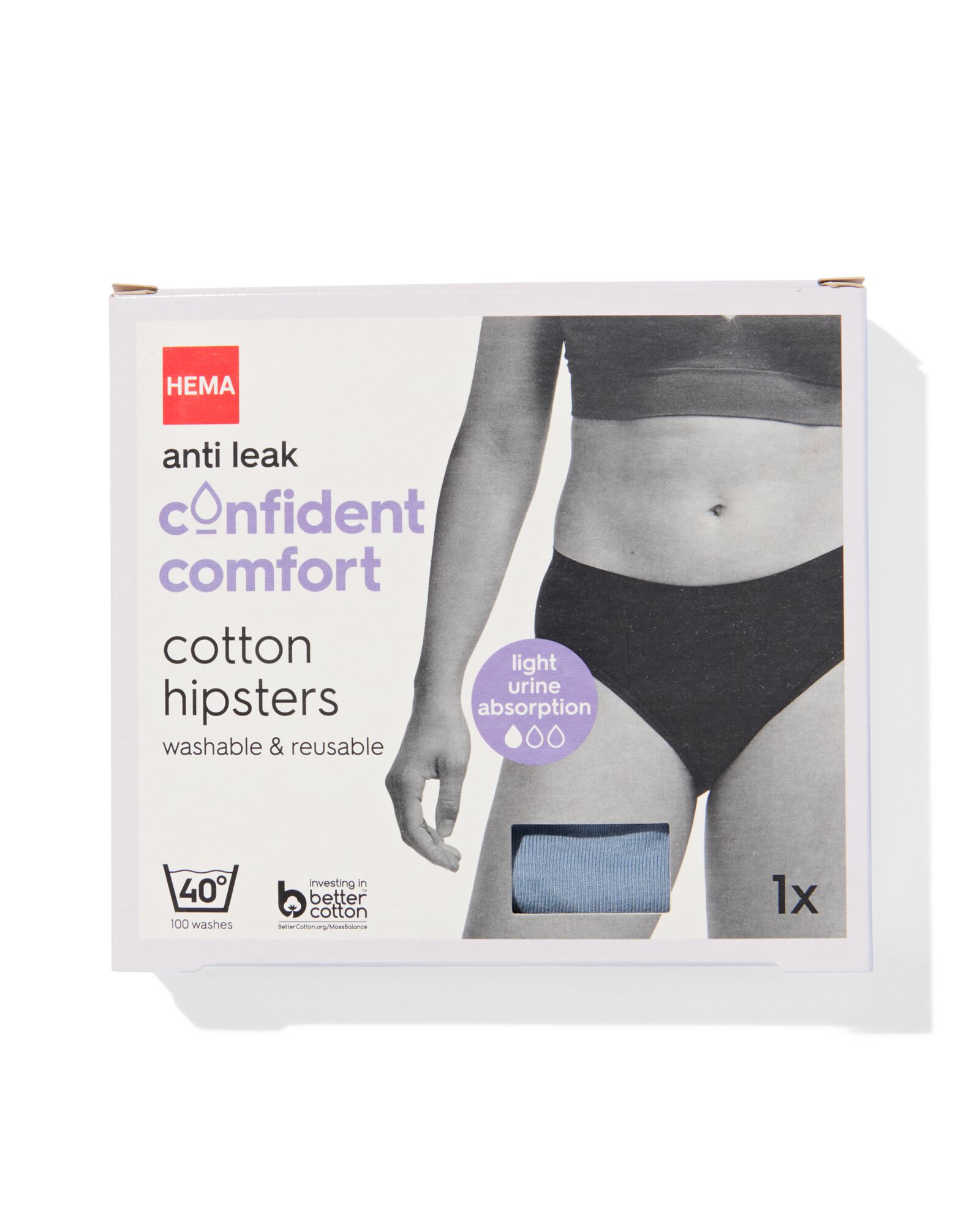 Auslaufsicherer Hipster aus Baumwolle, f&uuml;r leichte Inkontinenz mittelblau XL - 19680681 - HEMA