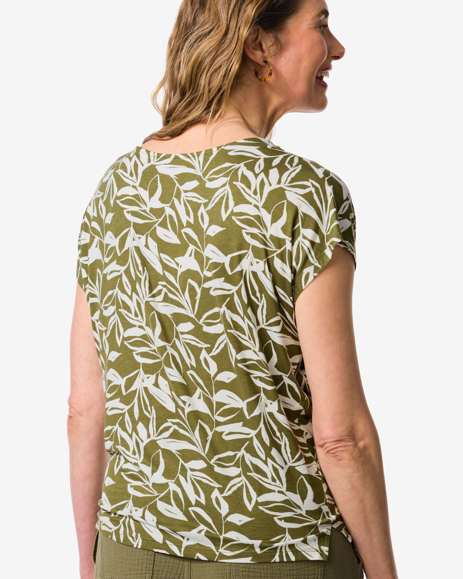 dames T-shirt Amelie jersey bladeren groen groen - 36303780GREEN - HEMA