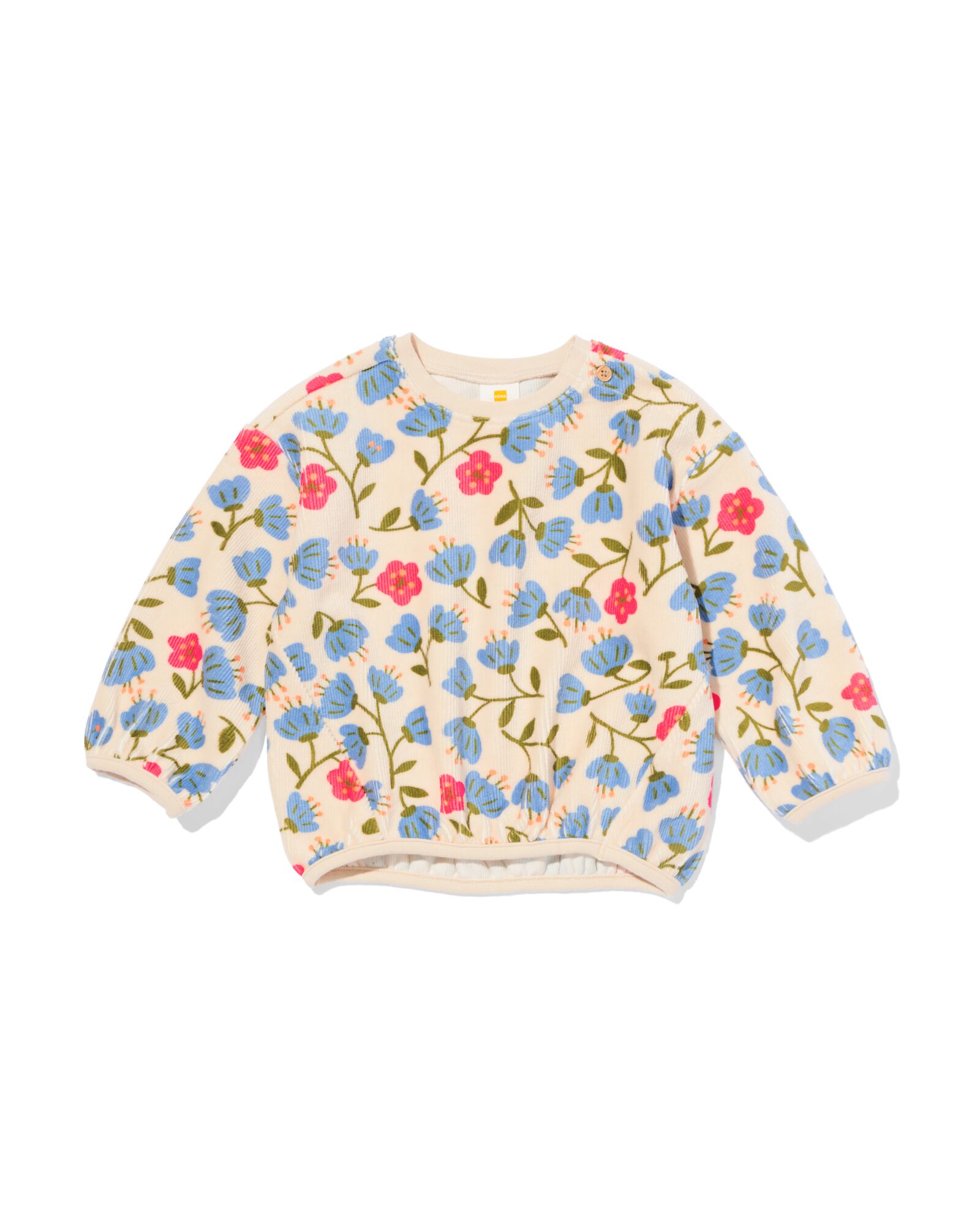 pull b&eacute;b&eacute; c&ocirc;tel&eacute; velours fleurs &eacute;cru - 33060070ECRU - HEMA