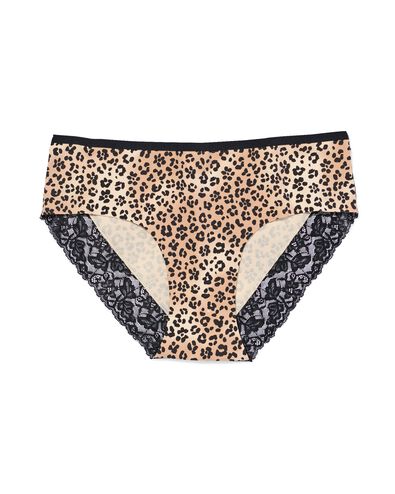 slip hipster femme coton avec dentelle l&eacute;opard beige beige - 19601804BEIGE - HEMA