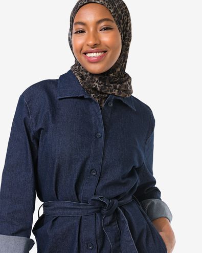 damesjurk a-lijn denim donkerblauw donkerblauw - 36205960DARKBLUE - HEMA
