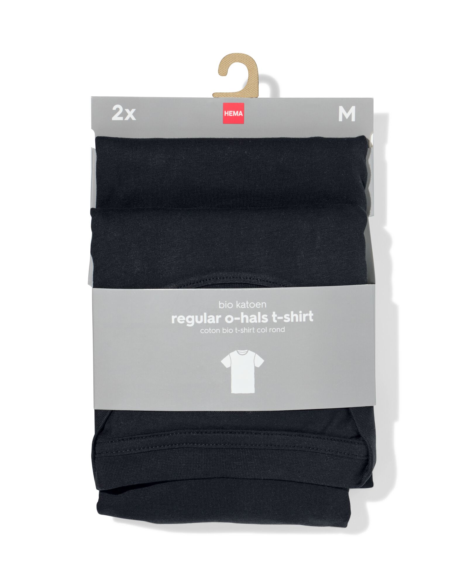 heren t-shirt regular fit o-hals - 2 stuks zwart zwart - 1000009970 - HEMA