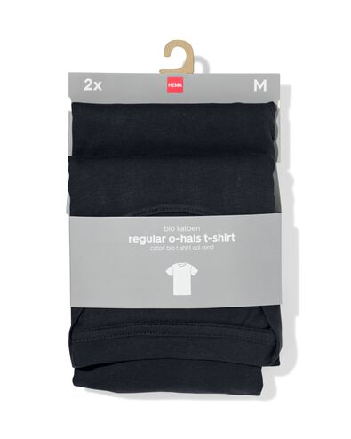 heren t-shirt regular fit o-hals - 2 stuks zwart zwart - 1000009970 - HEMA