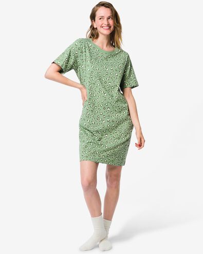 damesnachthemd jersey luipaard groen groen - 23401325GREEN - HEMA