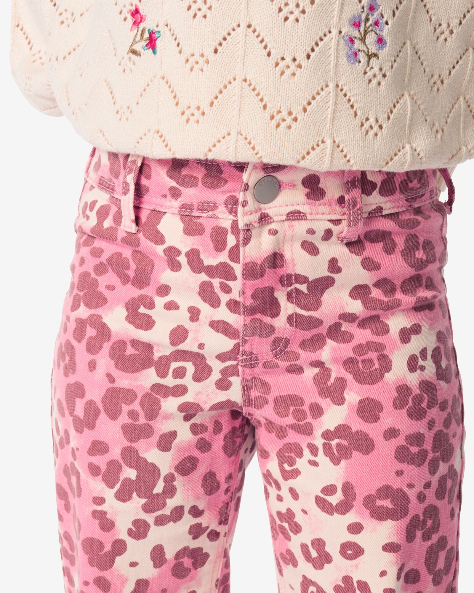 kinderjeans wijd dieren roze roze - 30838404PINK - HEMA