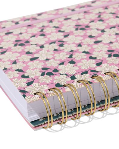 cahier &agrave; spirale 4-en-1 A5 lign&eacute; fleurs - 14100211 - HEMA