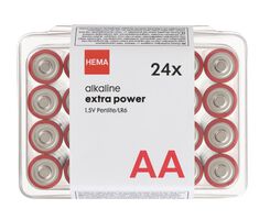 24 piles alcalines AA extra power - 41290254 - HEMA