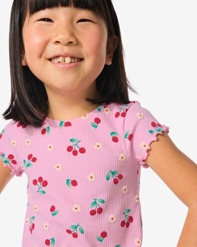 t-shirt enfant avec côtes rose 98/104 - 30836221 - HEMA