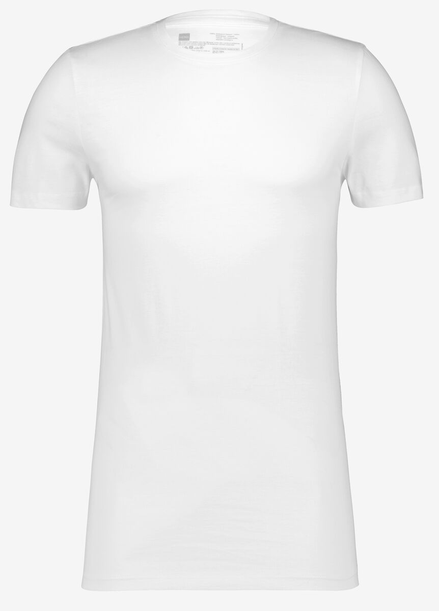 heren t-shirt regular fit o-hals extra lang - 2 stuks wit XL - 34277066 - HEMA