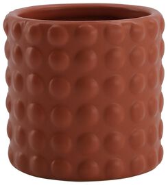 Teelichthalter mit Punktrelief, Ø 7 x 7 cm, Keramik, terrakotta - 13312262 - HEMA
