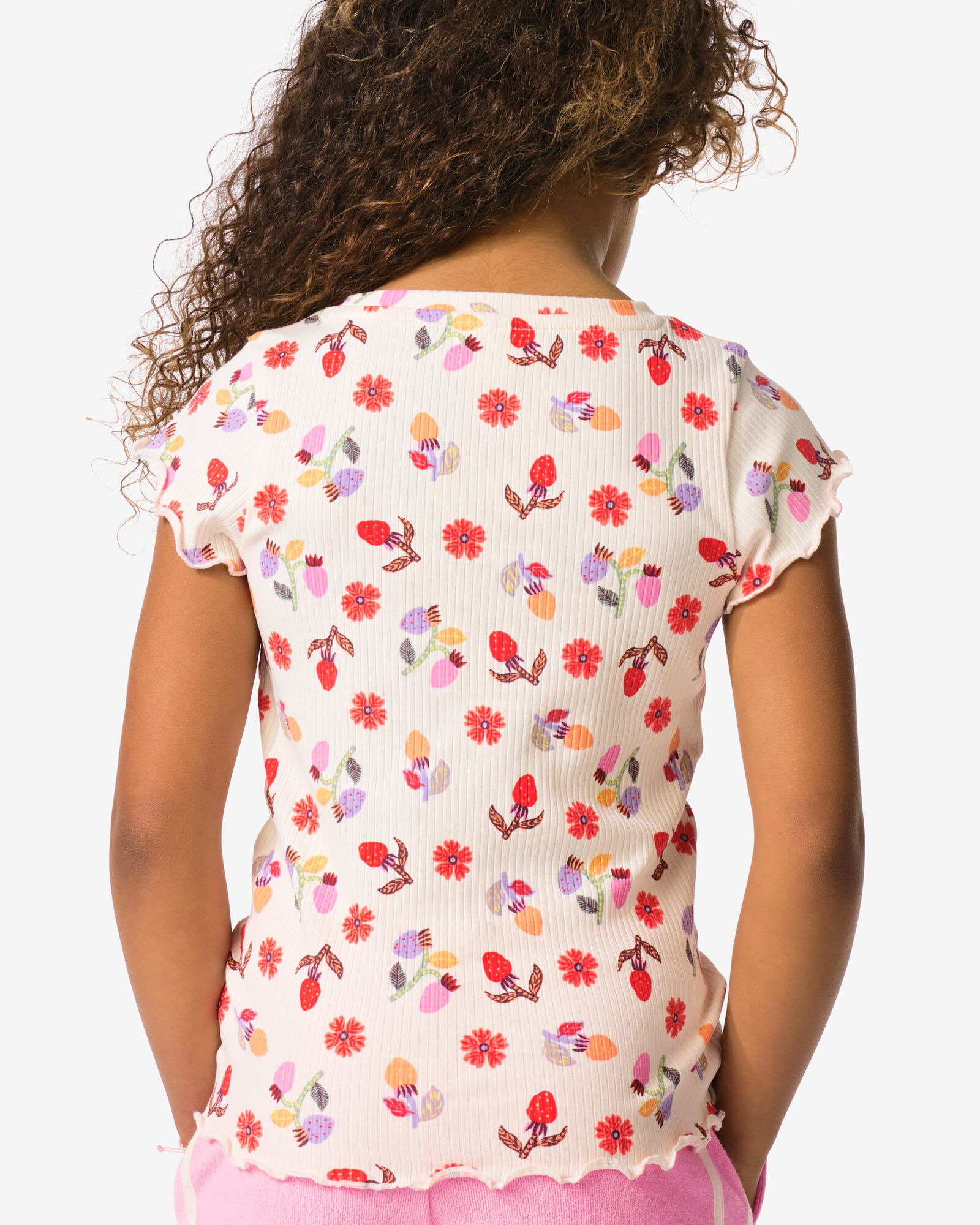 kinder T-shirt jersey bloemen ecru ecru - 30866440ECRU - HEMA