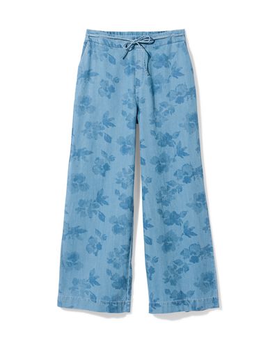 pantalon femme Lila large fleurs denim denim - 36209040DENIM - HEMA