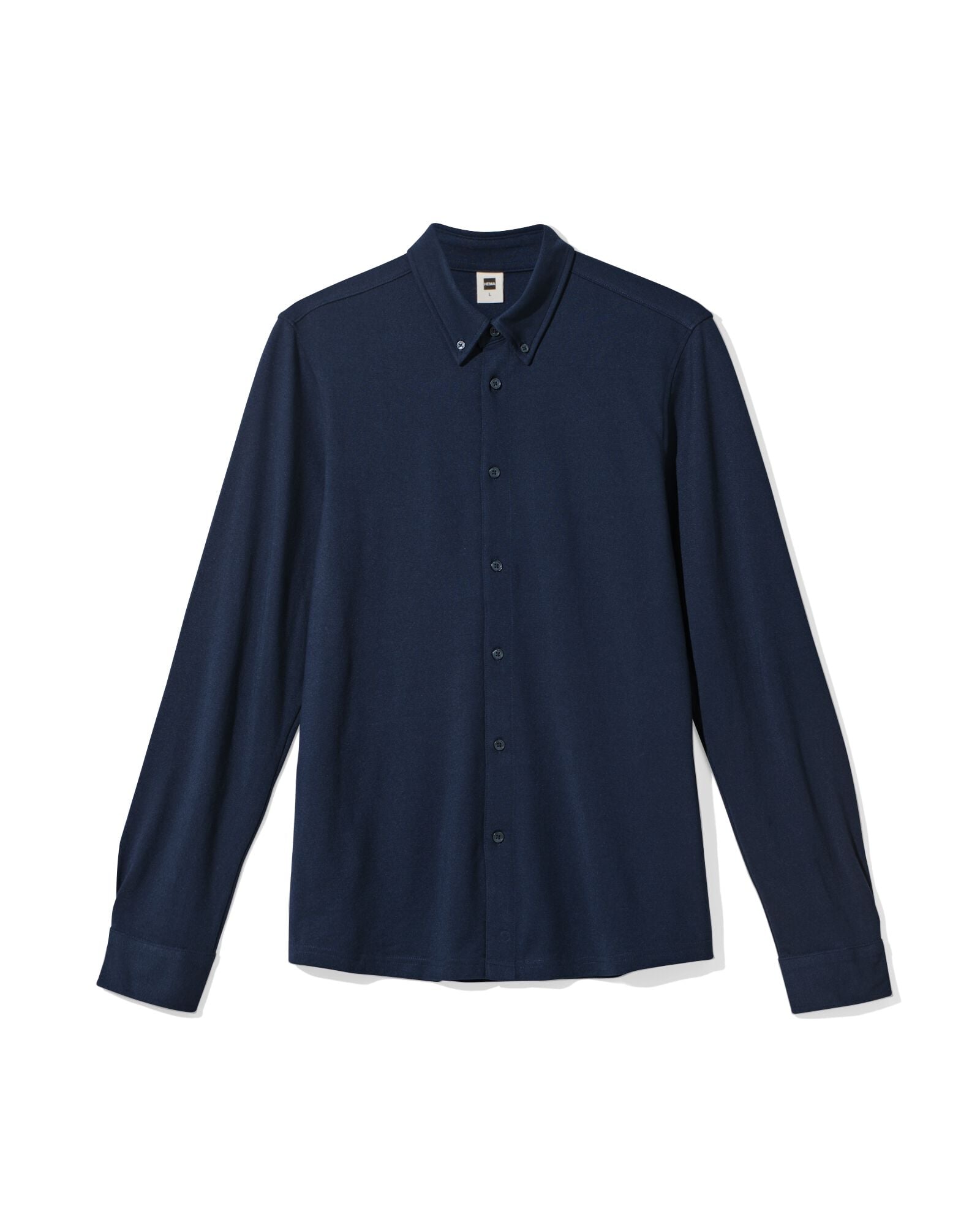 herenoverhemd Billy piqu&eacute; donkerblauw donkerblauw - 2101770DARKBLUE - HEMA