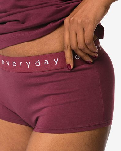 Damen-Boxershorts aus Baumwolle mit &bdquo;everyday&ldquo; auf dem Bund bordeauxrot - 19641425BURGUNDYRED - HEMA