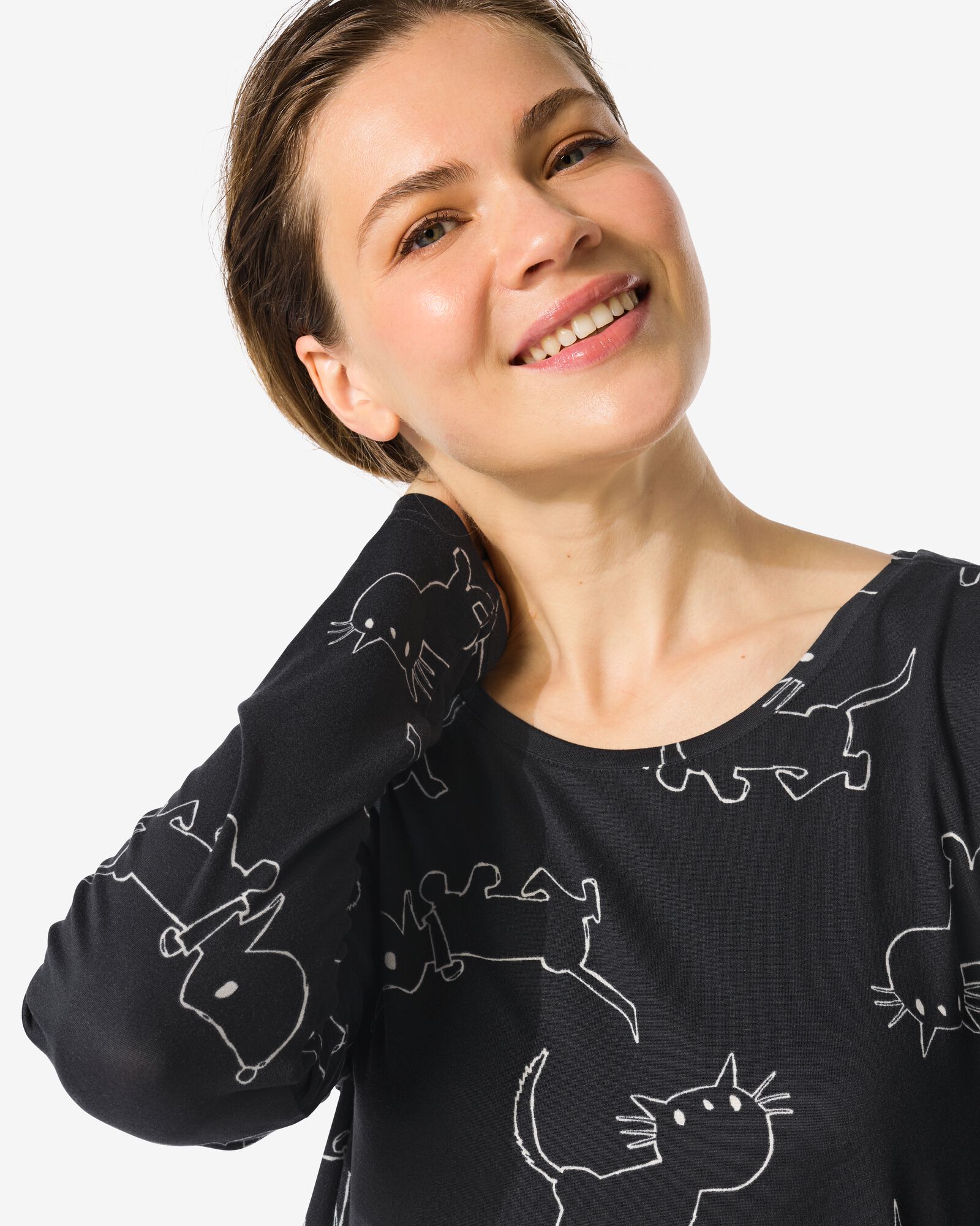 Takkie damesnachthemd micro zwart - 23401170BLACK - HEMA