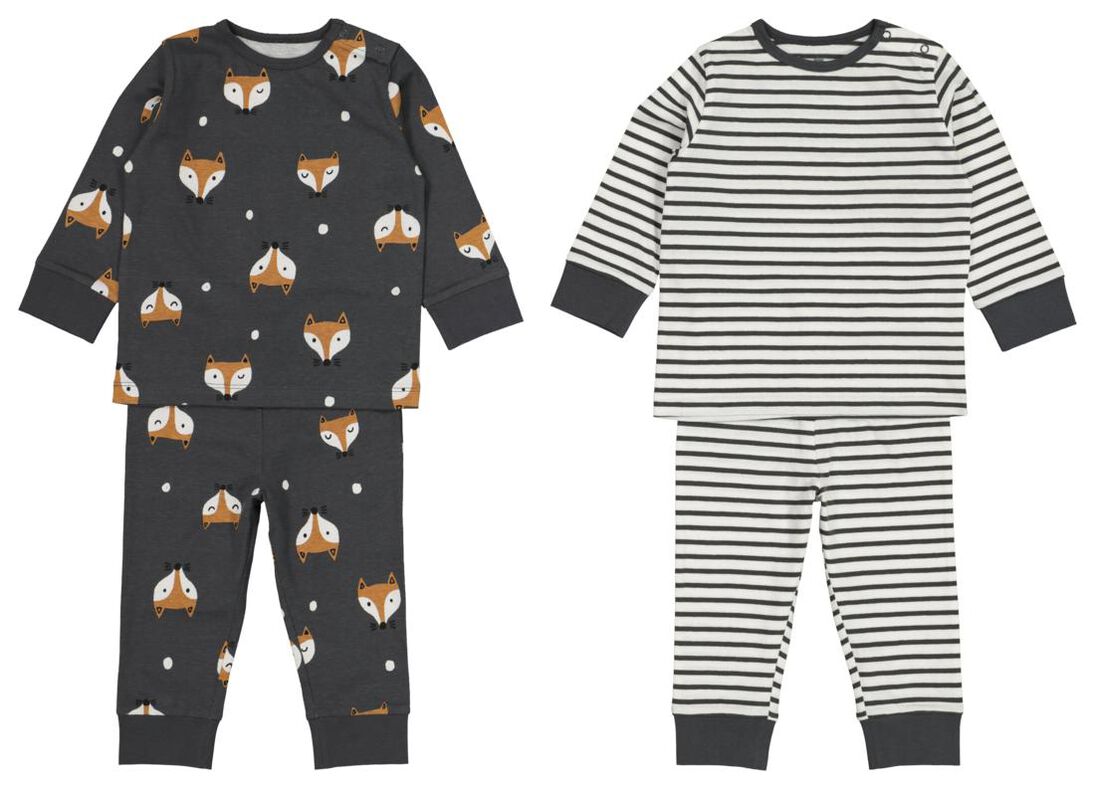 2 Pyjamas Bebe Renard Gris Fonce Hema