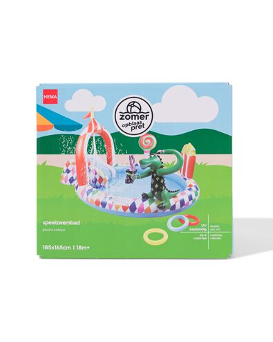 piscine de jeux 185x165cm avec toboggan, arroseur &agrave; eau et jeu de lancer d'anneaux - 15800078 - HEMA