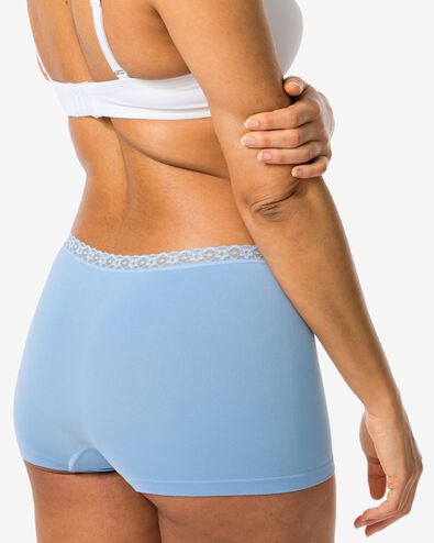 shortie femme sans coutures avec dentelle bleu S - 19620176 - HEMA