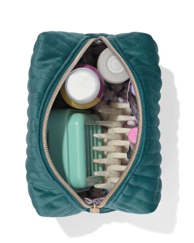 trousse de toilette 21x14cm velours côtelé vert - 11890722 - HEMA